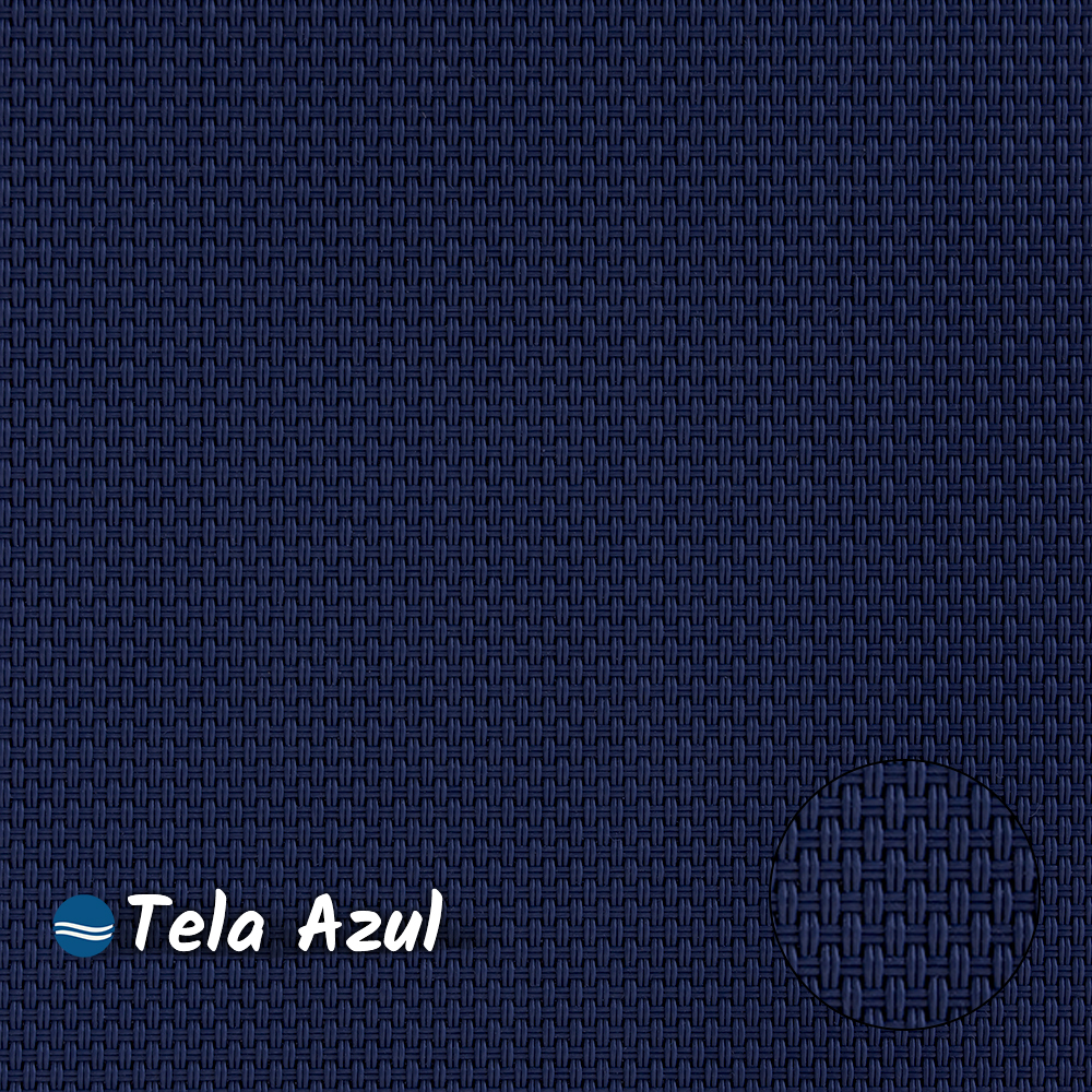 Mesa 4 cadeiras Ripado Piscina Alumínio Preto e Tela Azul