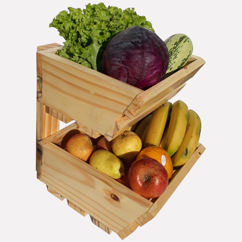 Fruteira de Mesa em Madeira Maciça 2 Andar N°1