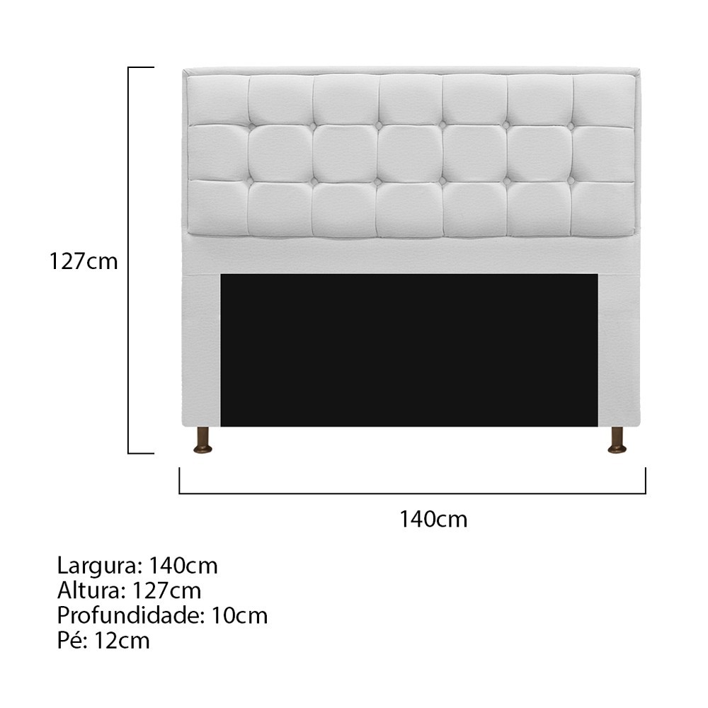 Cabeceira Copenhague 140 cm Casal Corano Branco - Amarena Móveis
