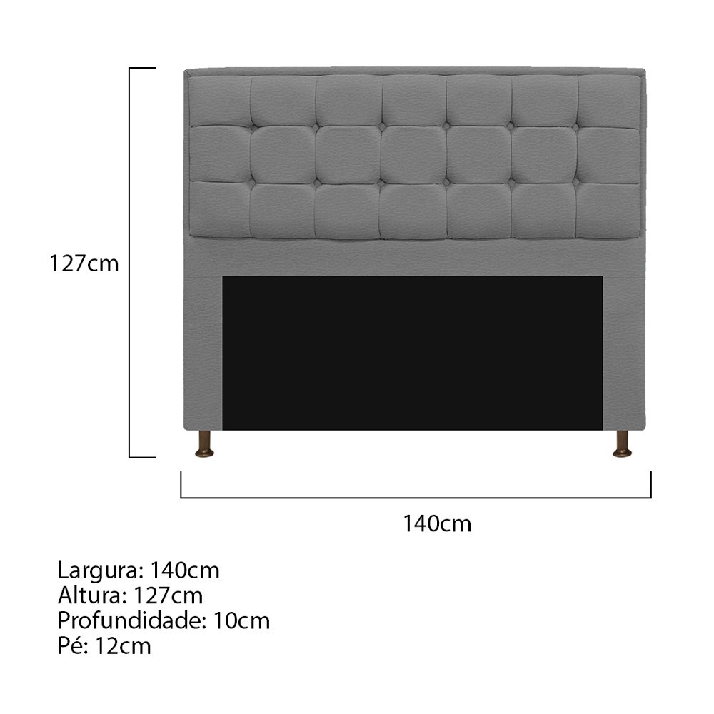 Cabeceira Copenhague 140 cm Casal Corano Cinza - Amarena Móveis