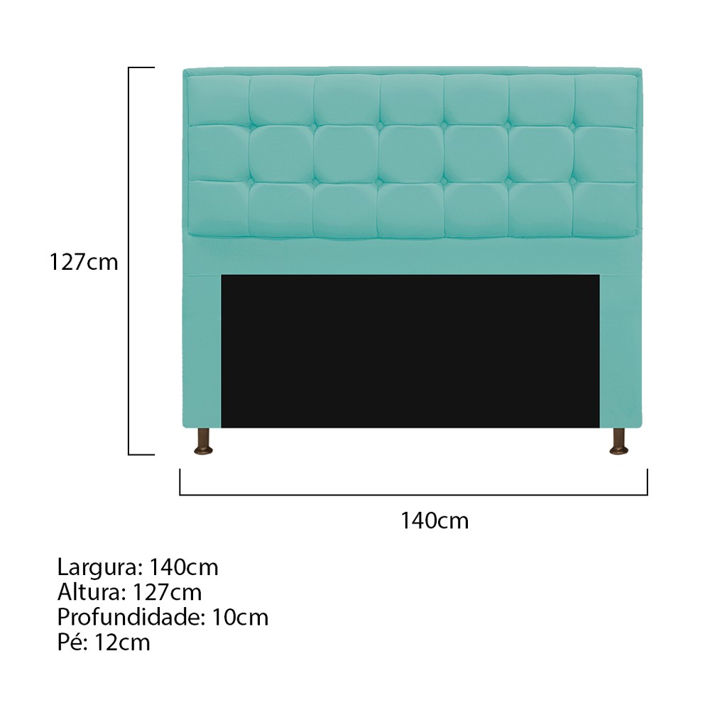 Cabeceira Copenhague 140 cm Casal Suede Azul Tiffany - Amarena Móveis