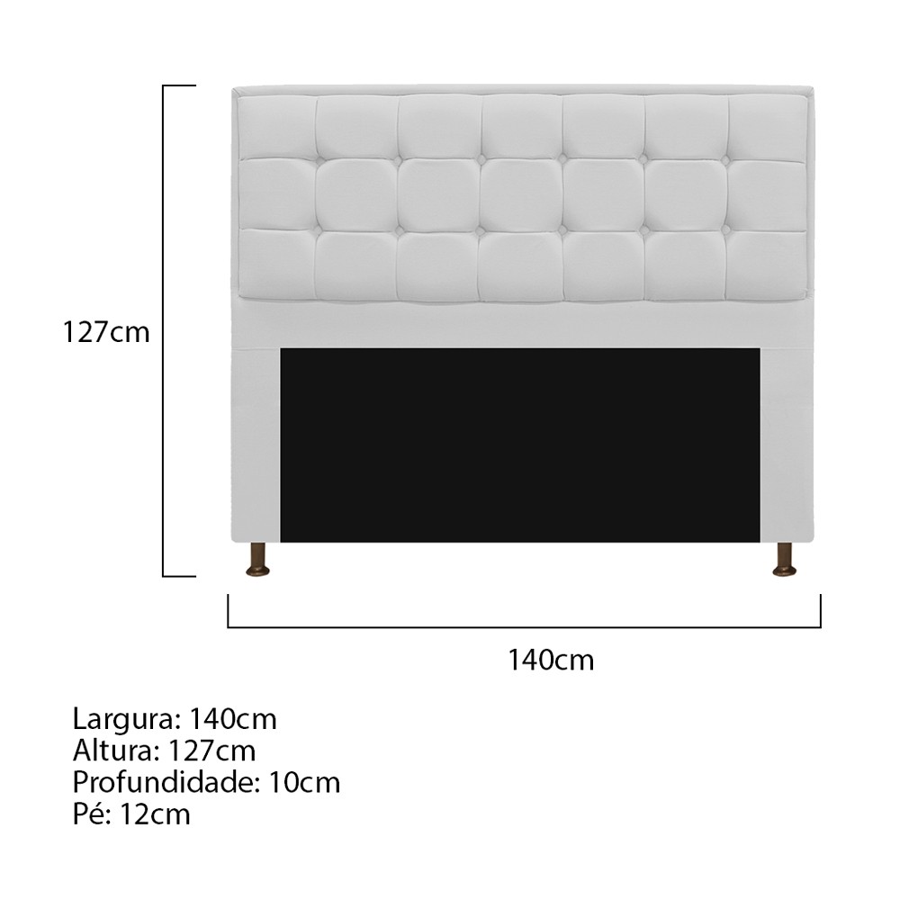 Cabeceira Copenhague 140 cm Casal Suede Branco - Amarena Móveis