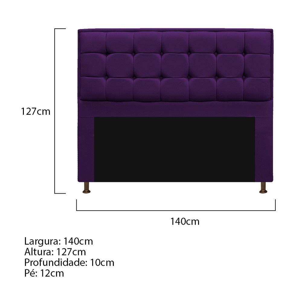 Cabeceira Copenhague 140 cm Casal Suede Roxo - Amarena Móveis