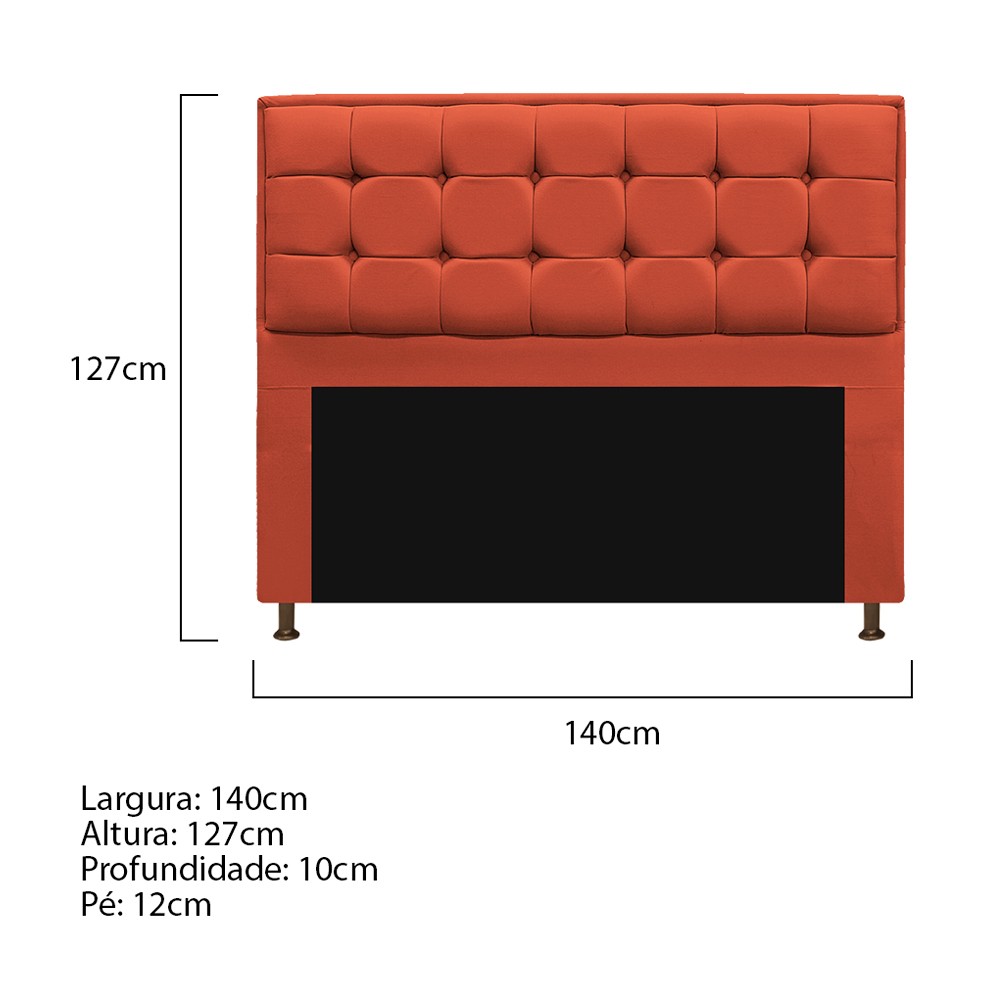 Cabeceira Copenhague 140 cm Casal Suede Terracota - Amarena Móveis