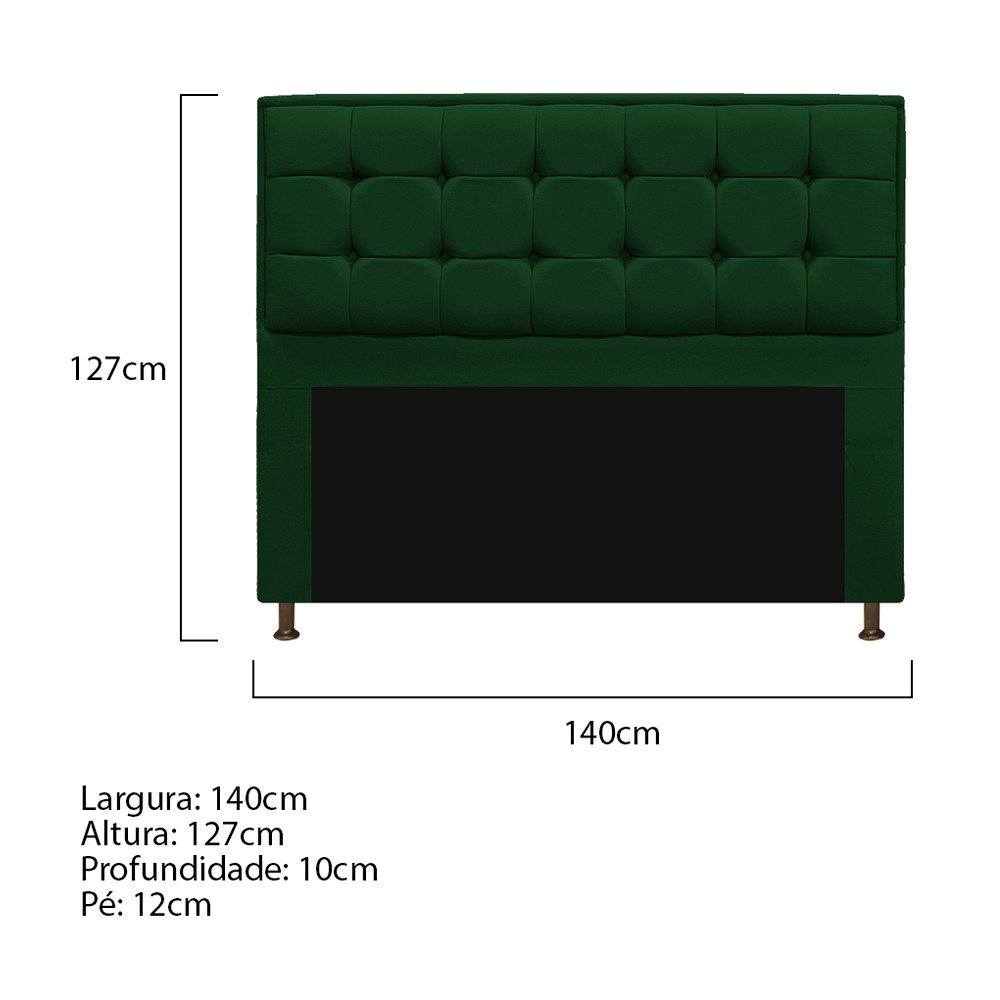 Cabeceira Copenhague 140 cm Casal Suede Verde - Amarena Móveis