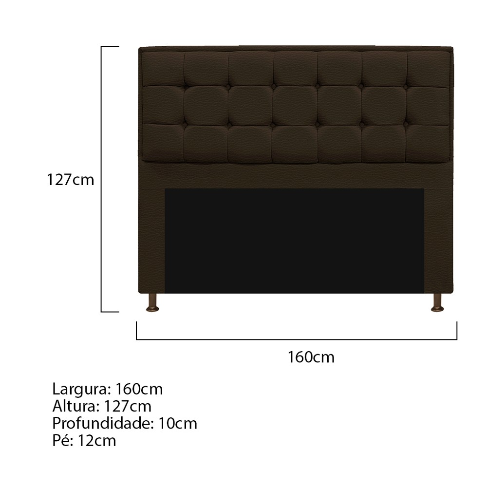Cabeceira Copenhague 160 cm Queen Size Corano Marrom - Amarena Móveis