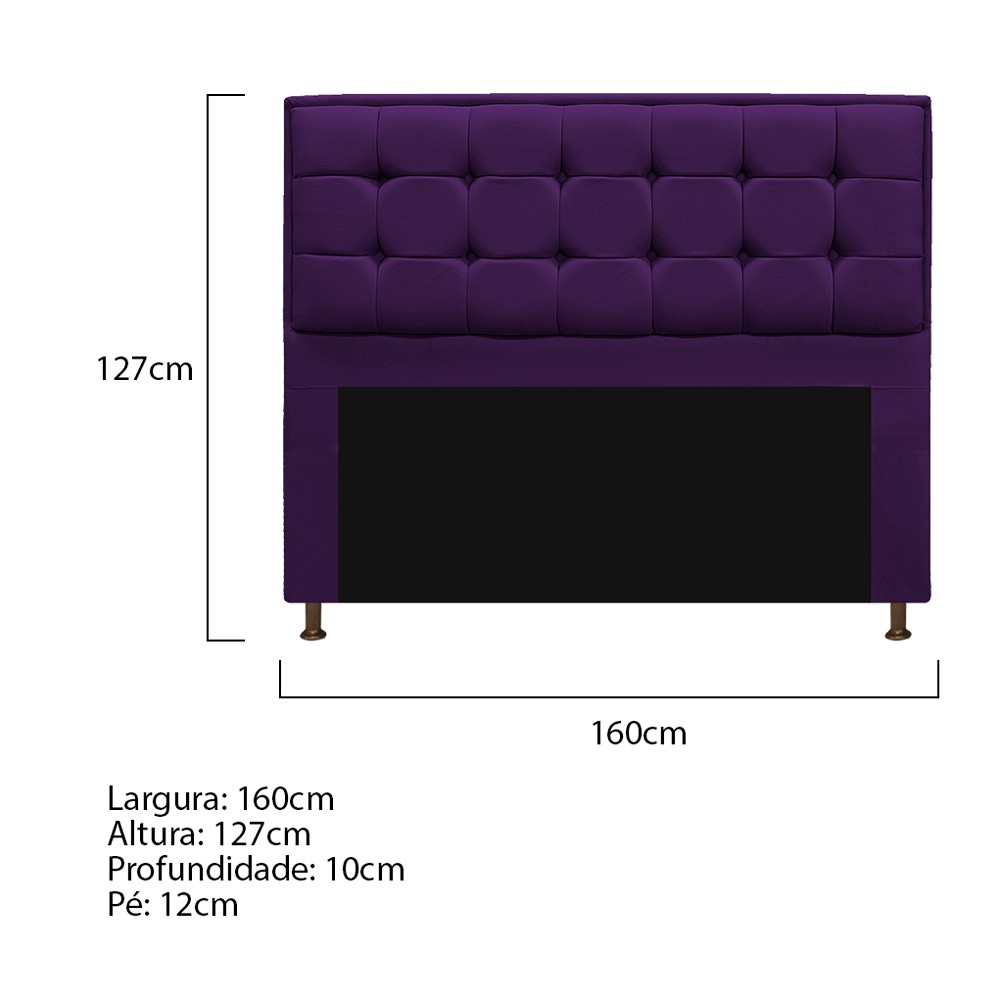 Cabeceira Copenhague 160 cm Queen Size Suede Roxo - Amarena Móveis