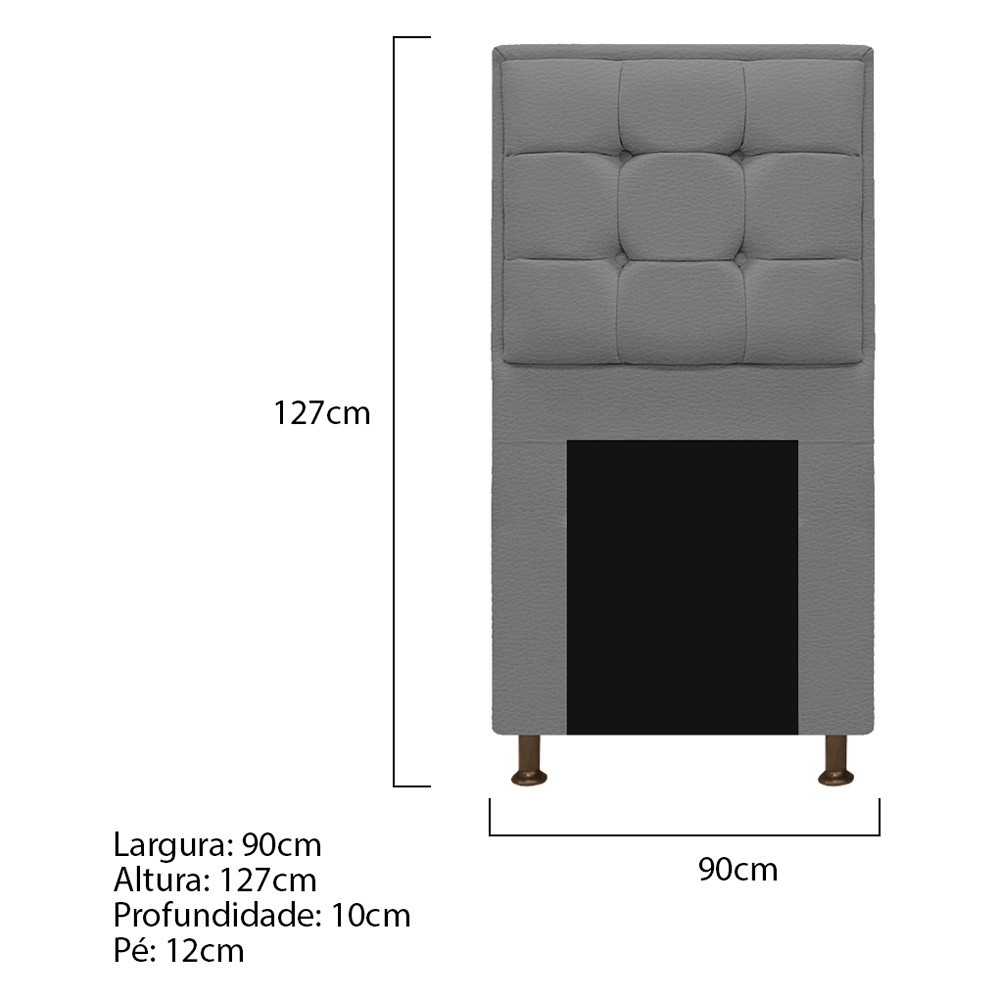 Cabeceira Copenhague 90 cm Solteiro Corano Cinza - Amarena Móveis