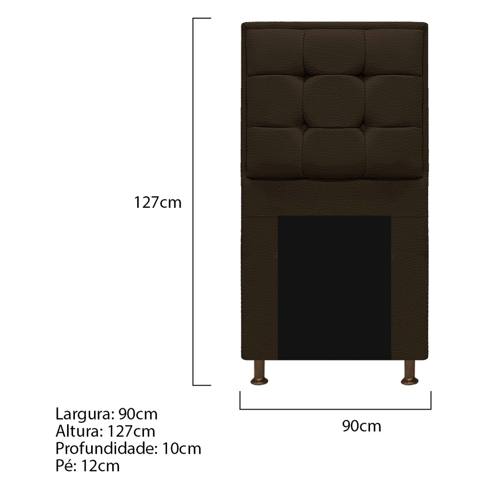Cabeceira Copenhague 90 cm Solteiro Corano Marrom - Amarena Móveis