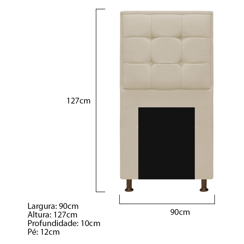 Cabeceira Copenhague 90 cm Solteiro Suede Bege - Amarena Móveis