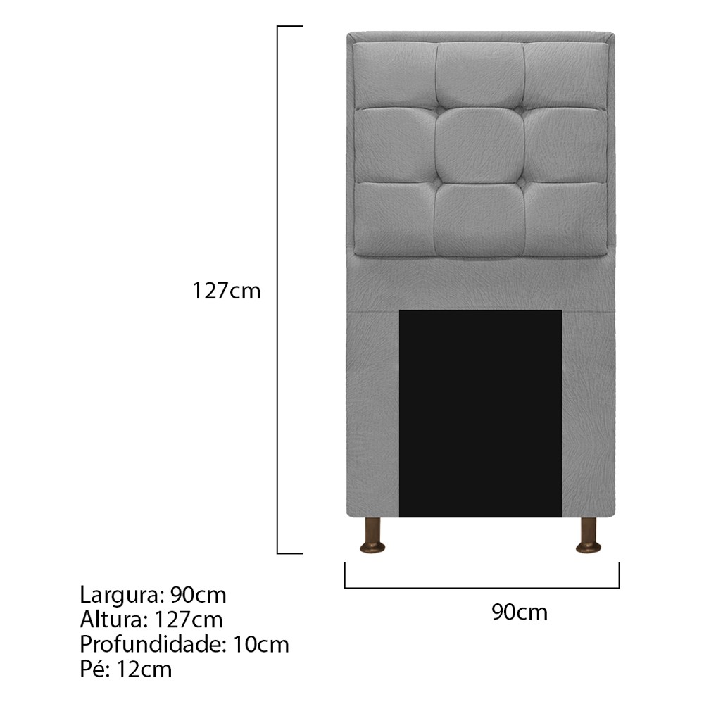 Cabeceira Copenhague 90 cm Solteiro Suede Cinza - Amarena Móveis