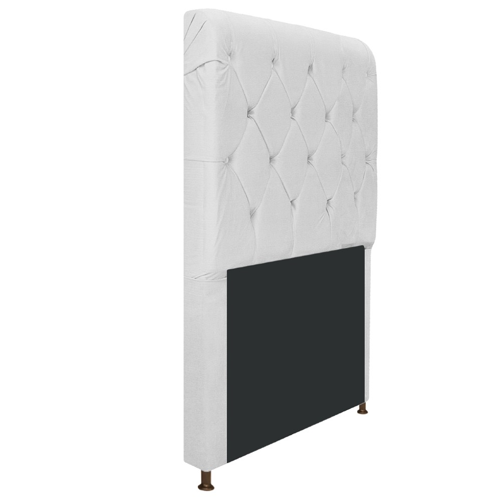 Cabeceira Estofada Cristal 100 cm Solteiro Com Capitonê Corano Branco - Amarena Móveis