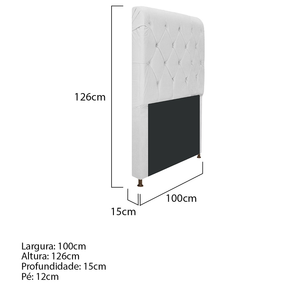 Cabeceira Estofada Cristal 100 cm Solteiro Com Capitonê Corano Branco - Amarena Móveis
