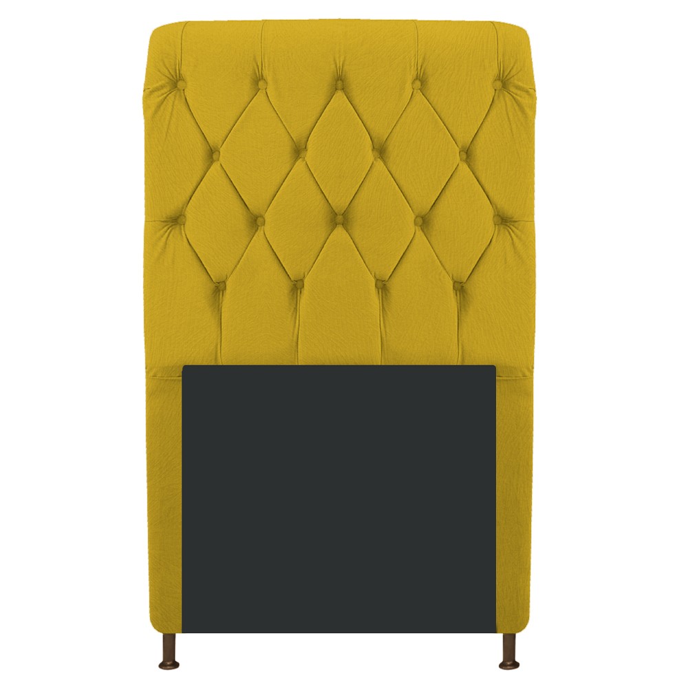 Cabeceira Estofada Cristal 100 cm Solteiro Com Capitonê Suede Amarelo - Amarena Móveis