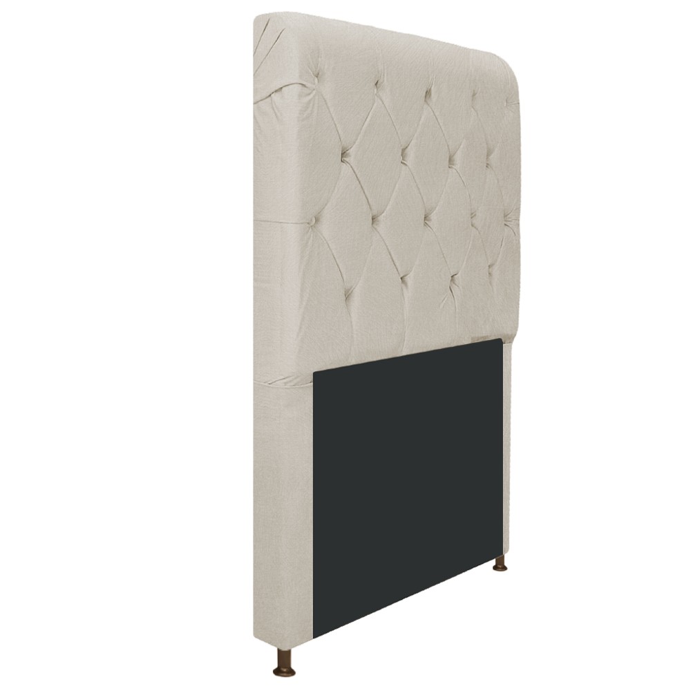 Cabeceira Estofada Cristal 100 cm Solteiro Com Capitonê Suede Bege - Amarena Móveis