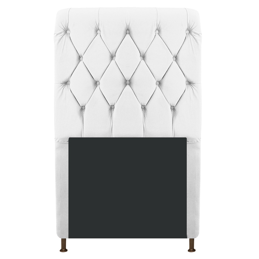 Cabeceira Estofada Cristal 100 cm Solteiro Com Capitonê Suede Branco - Amarena Móveis