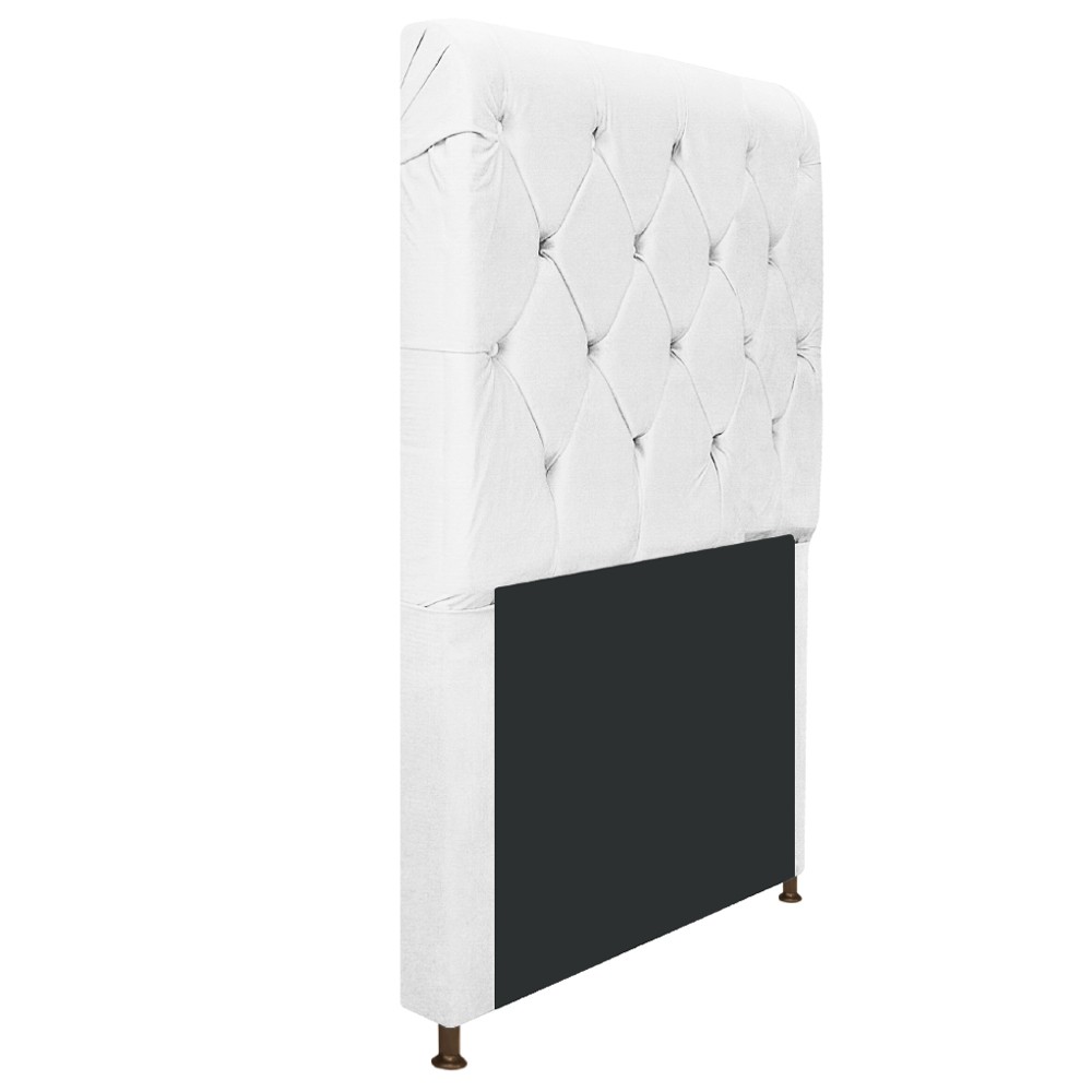 Cabeceira Estofada Cristal 100 cm Solteiro Com Capitonê Suede Branco - Amarena Móveis