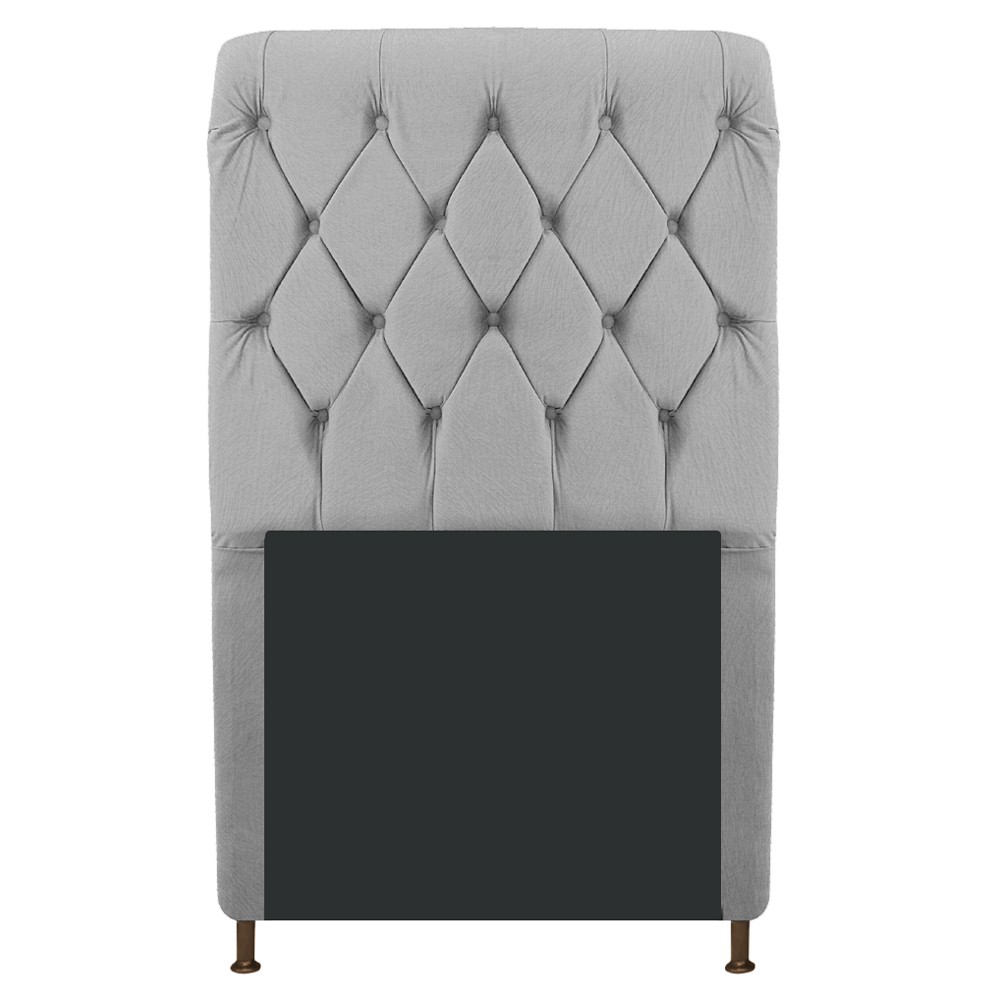 Cabeceira Estofada Cristal 100 cm Solteiro Com Capitonê Suede Cinza - Amarena Móveis