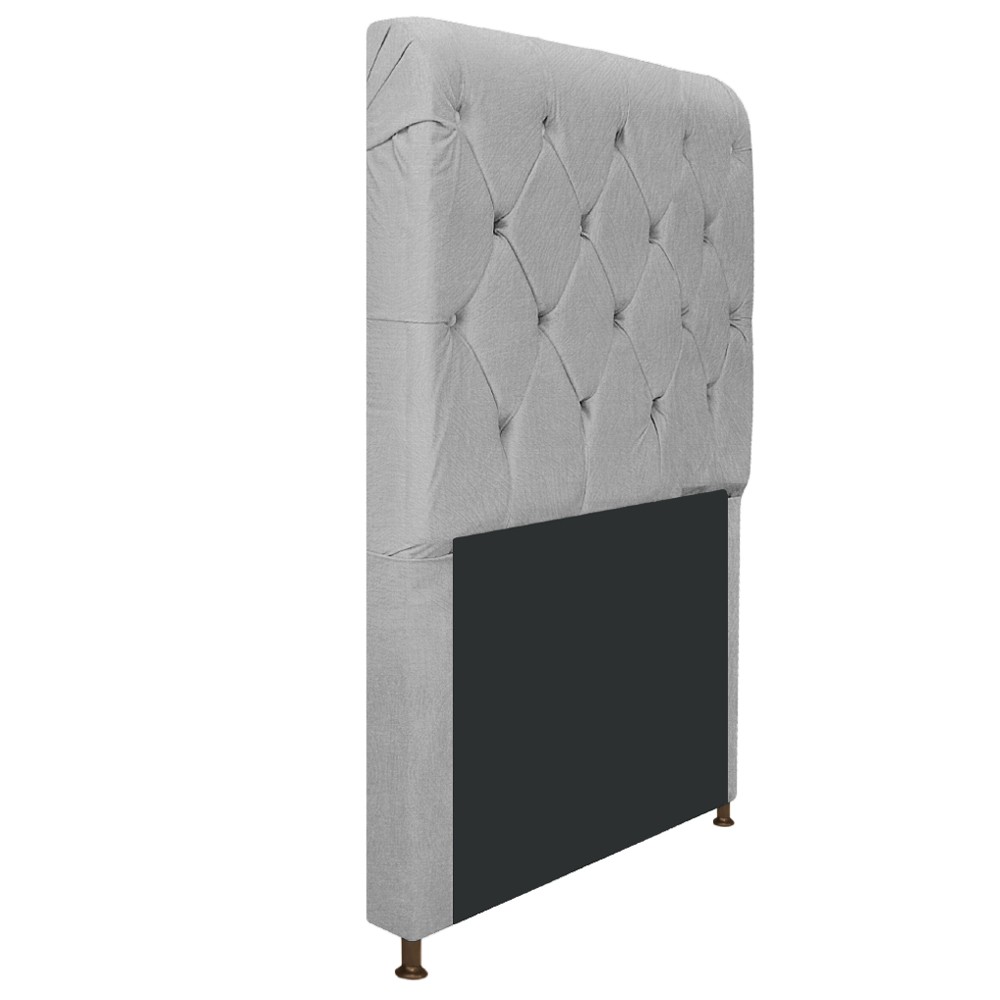 Cabeceira Estofada Cristal 100 cm Solteiro Com Capitonê Suede Cinza - Amarena Móveis
