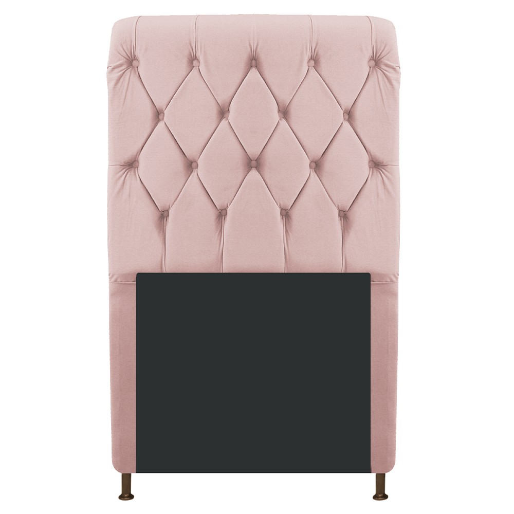 Cabeceira Estofada Cristal 100 cm Solteiro Com Capitonê Suede Rosê - Amarena Móveis