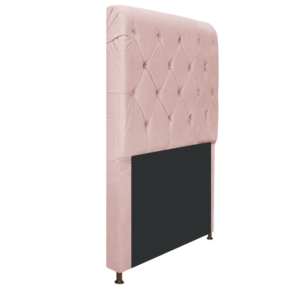 Cabeceira Estofada Cristal 100 cm Solteiro Com Capitonê Suede Rosê - Amarena Móveis
