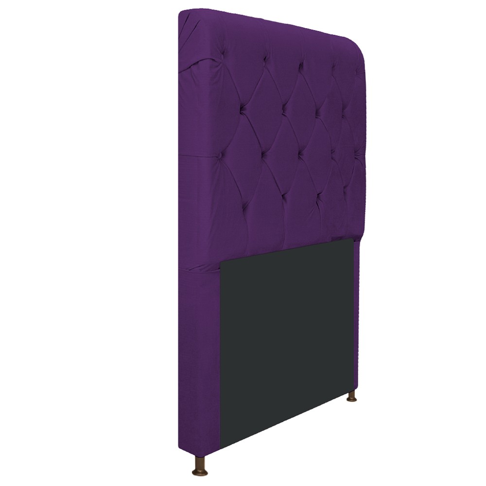 Cabeceira Estofada Cristal 100 cm Solteiro Com Capitonê Suede Roxo - Amarena Móveis