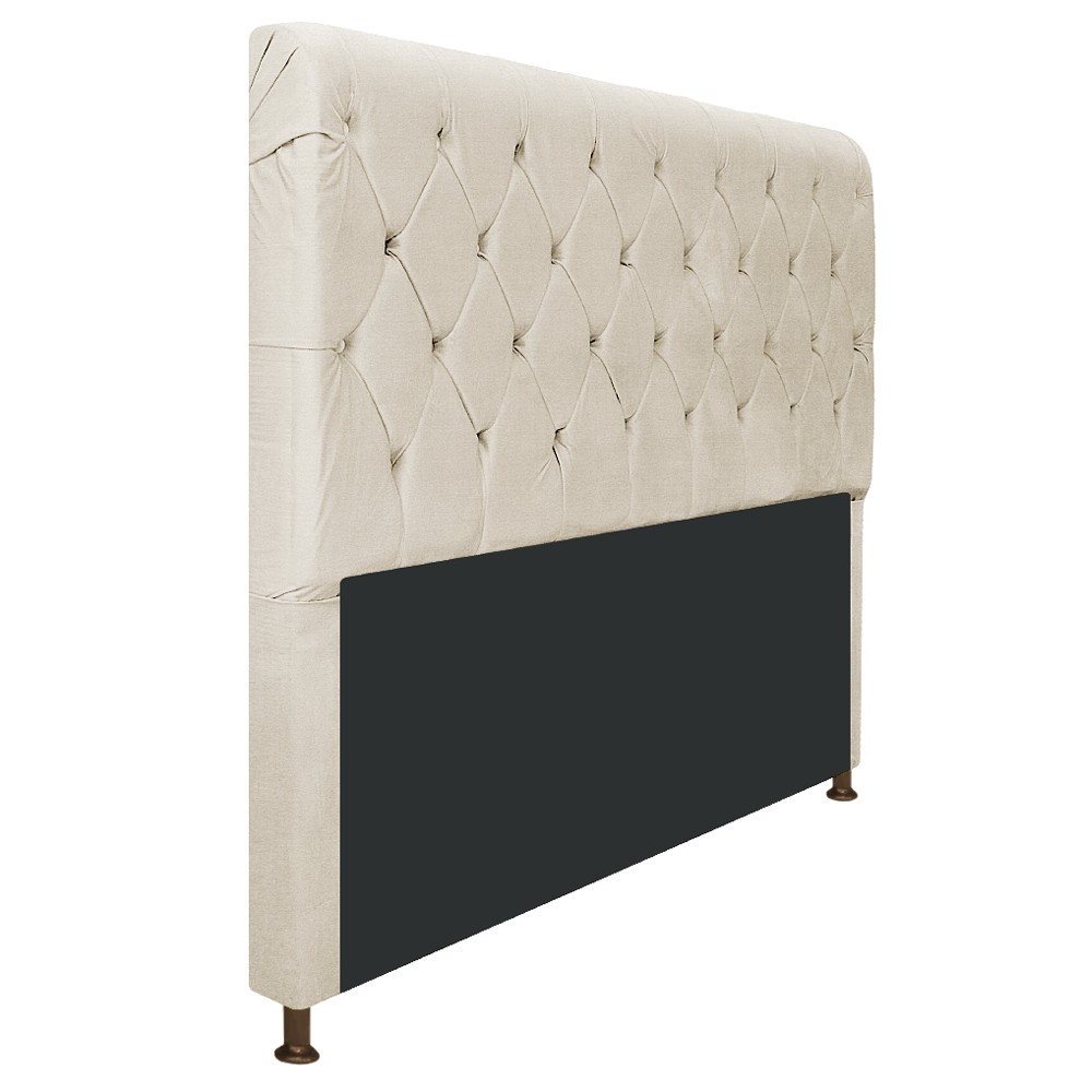 Cabeceira Estofada Cristal 140 cm Casal Com Capitonê Corano Bege - Amarena Móveis