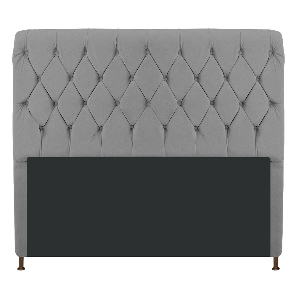 Cabeceira Estofada Cristal 140 cm Casal Com Capitonê Corano Cinza - Amarena Móveis