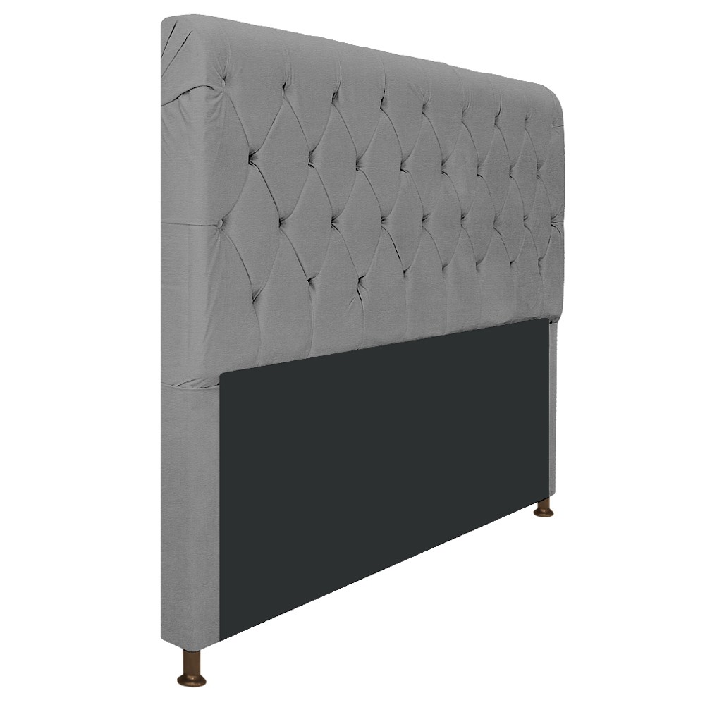 Cabeceira Estofada Cristal 140 cm Casal Com Capitonê Corano Cinza - Amarena Móveis