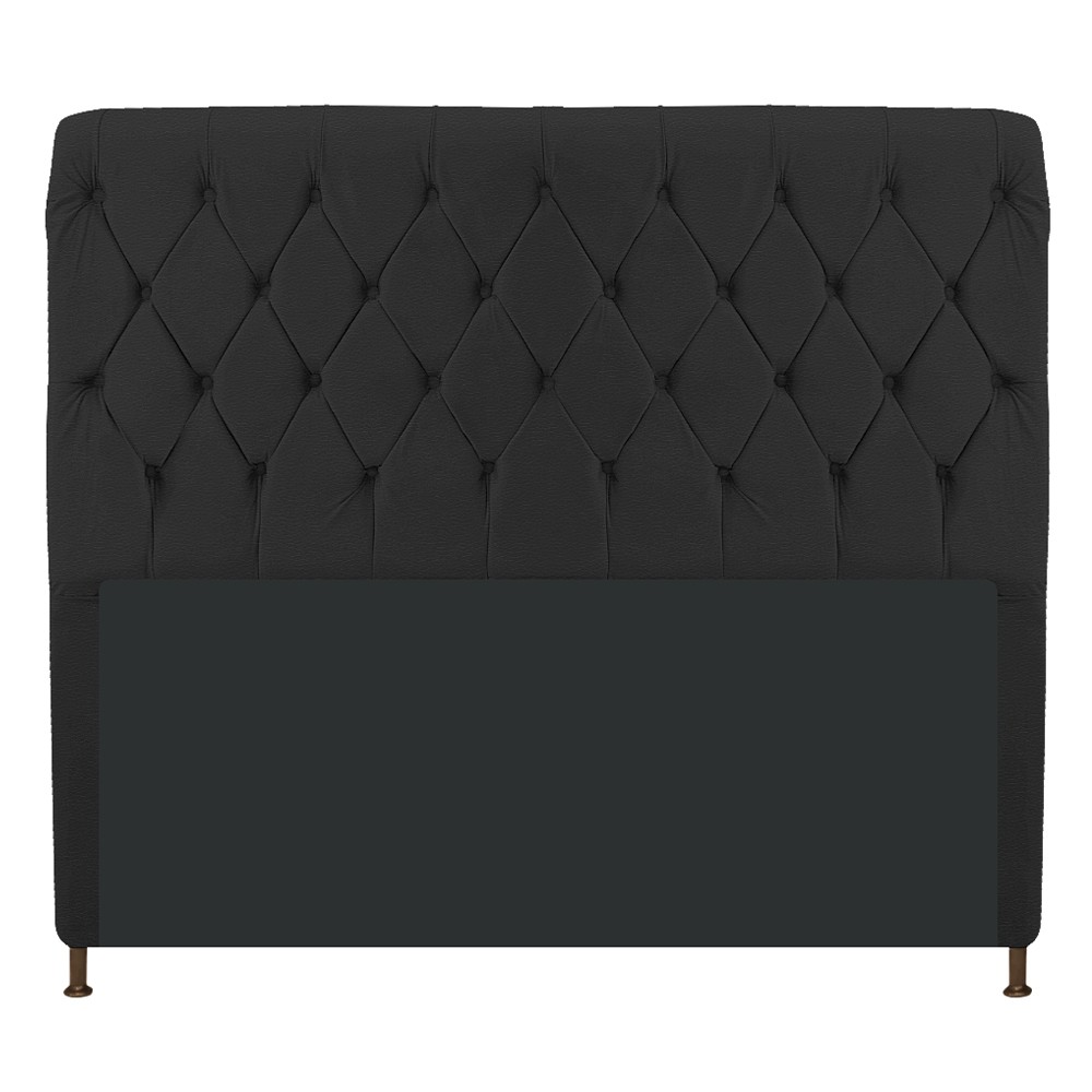 Cabeceira Estofada Cristal 140 cm Casal Com Capitonê Corano Preto- Amarena Móveis