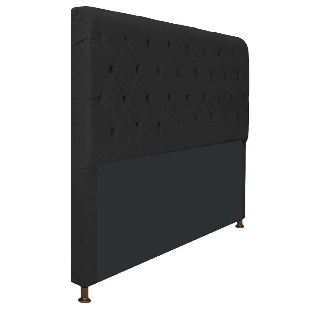 Cabeceira Estofada Cristal 140 cm Casal Com Capitonê Corano Preto- Amarena Móveis