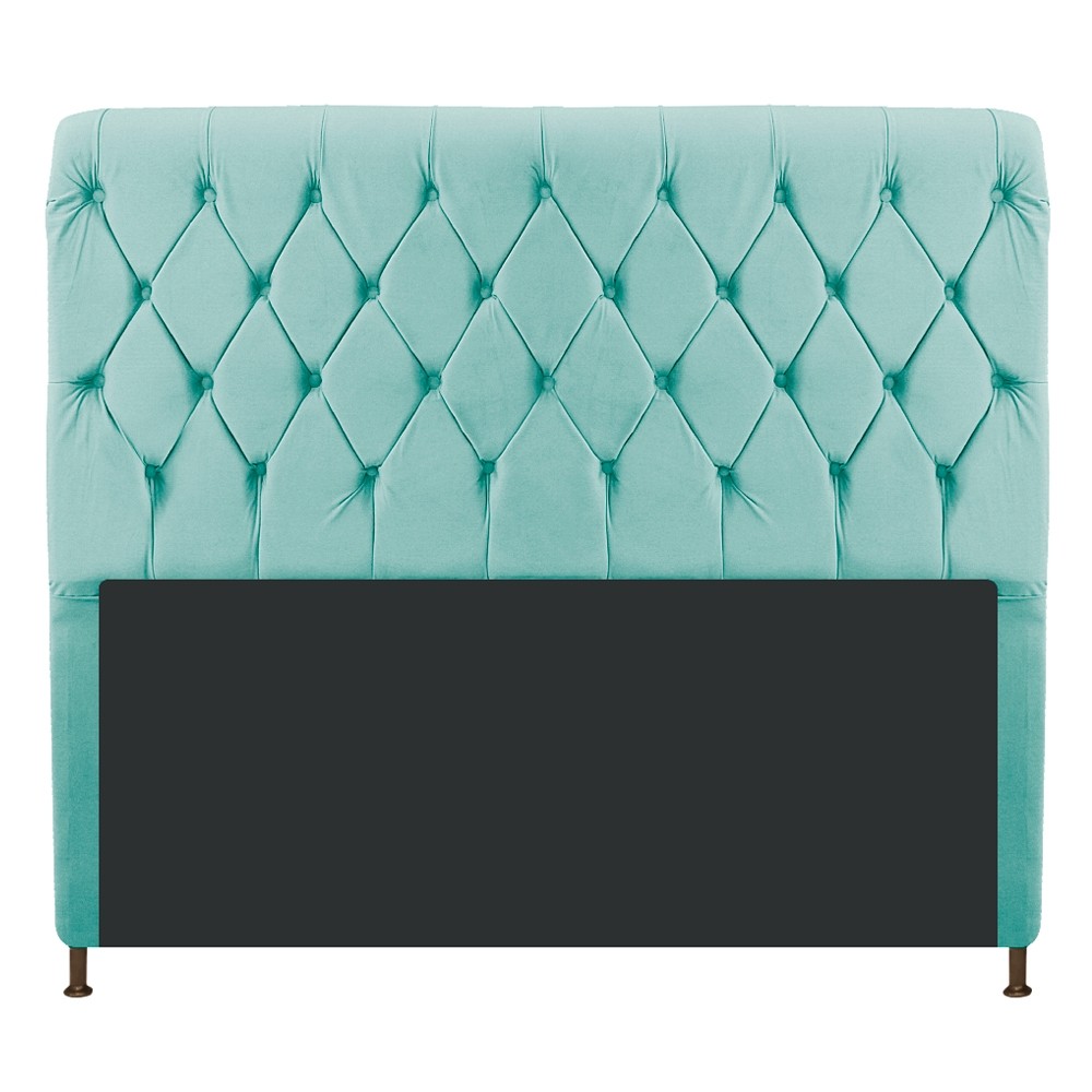 Cabeceira Estofada Cristal 140 cm Casal Com Capitonê Suede Azul Tiffany - Amarena Móveis