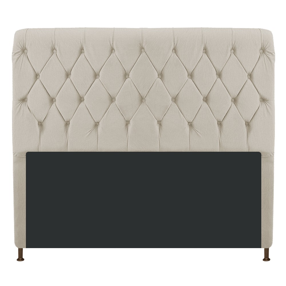 Cabeceira Estofada Cristal 140 cm Casal Com Capitonê Suede Bege - Amarena Móveis