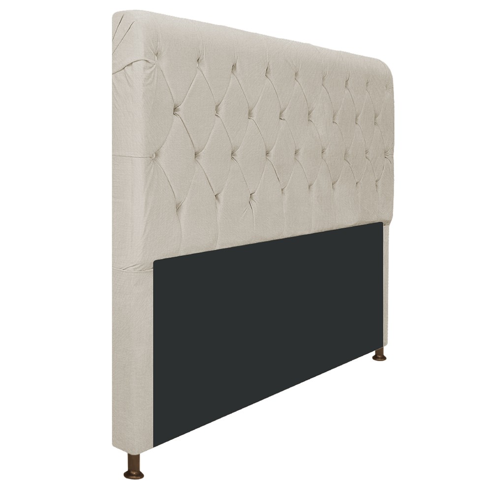Cabeceira Estofada Cristal 140 cm Casal Com Capitonê Suede Bege - Amarena Móveis