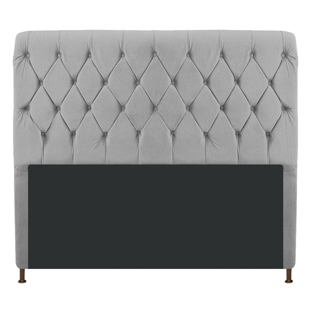 Cabeceira Estofada Cristal 140 cm Casal Com Capitonê Suede Cinza - Amarena Móveis