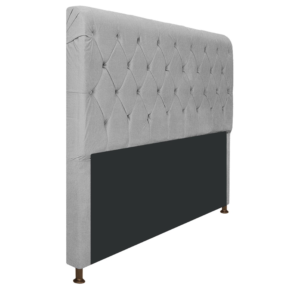 Cabeceira Estofada Cristal 140 cm Casal Com Capitonê Suede Cinza - Amarena Móveis