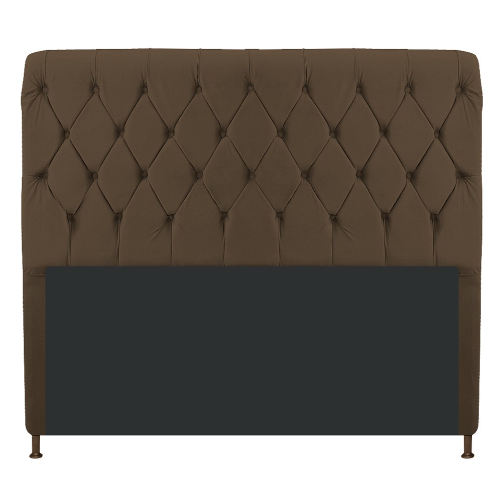 Cabeceira Estofada Cristal 140 cm Casal Com Capitonê Suede Marrom - Amarena Móveis