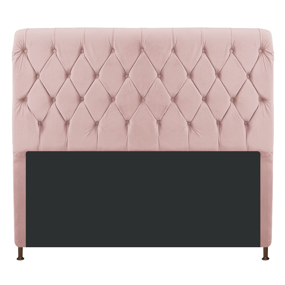 Cabeceira Estofada Cristal 140 cm Casal Com Capitonê Suede Rosê - Amarena Móveis
