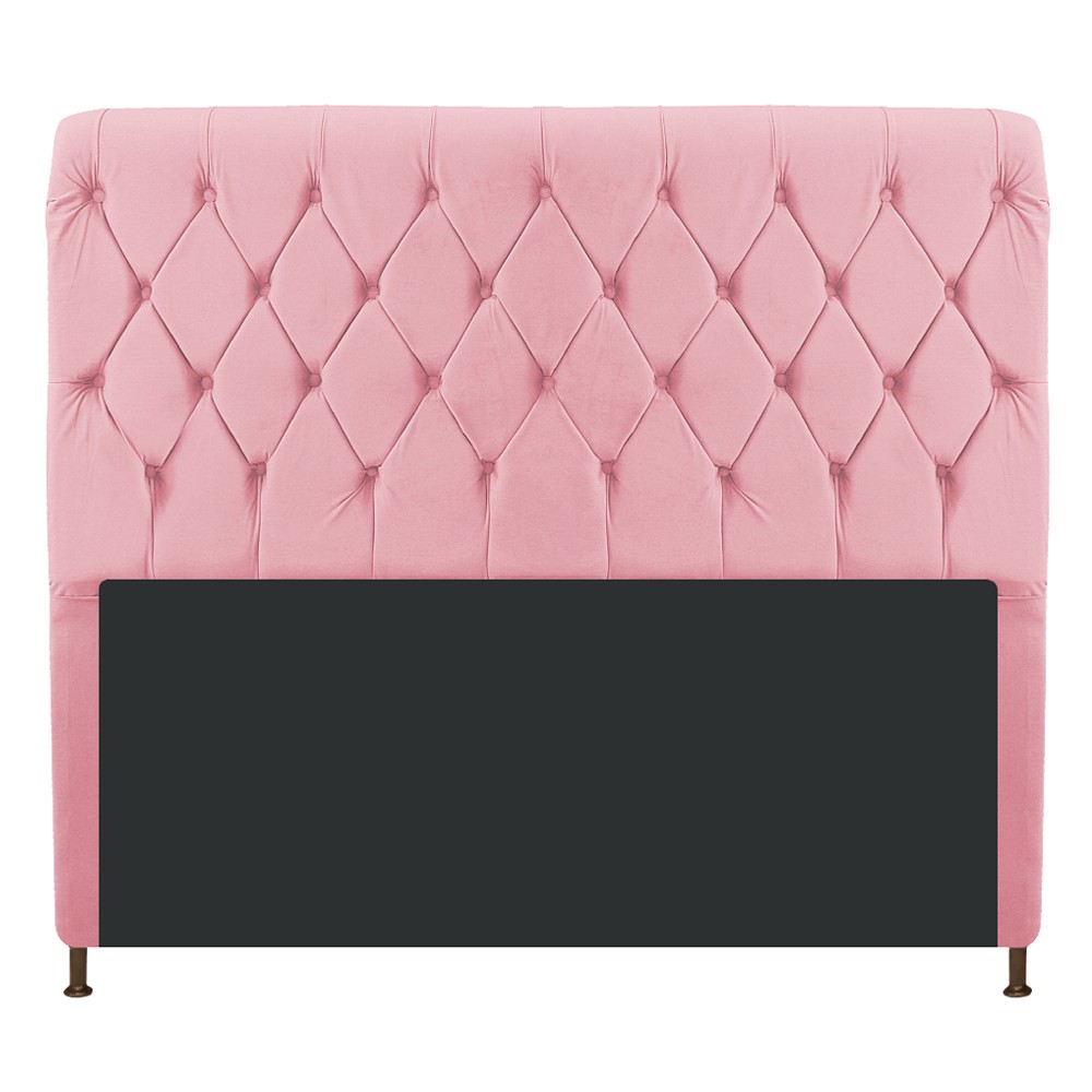 Cabeceira Estofada Cristal 140 cm Casal Com Capitonê Suede Rosa Bebê - Amarena Móveis