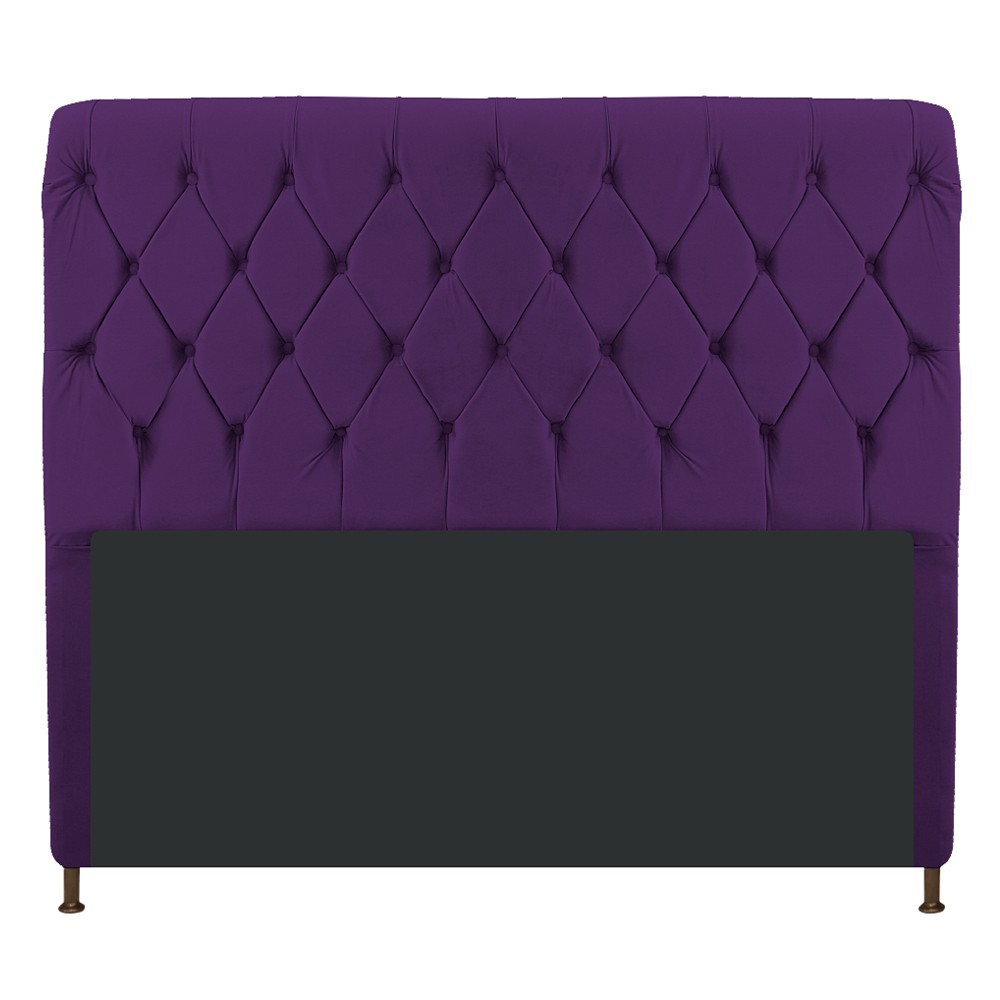 Cabeceira Estofada Cristal 140 cm Casal Com Capitonê Suede Roxo - Amarena Móveis