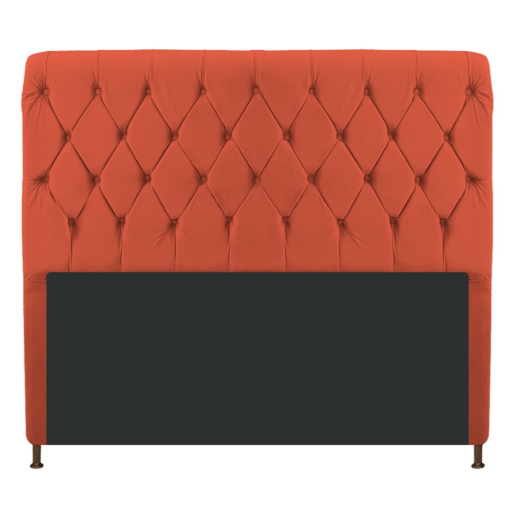 Cabeceira Estofada Cristal 140 cm Casal Com Capitonê Suede Terracota - Amarena Móveis