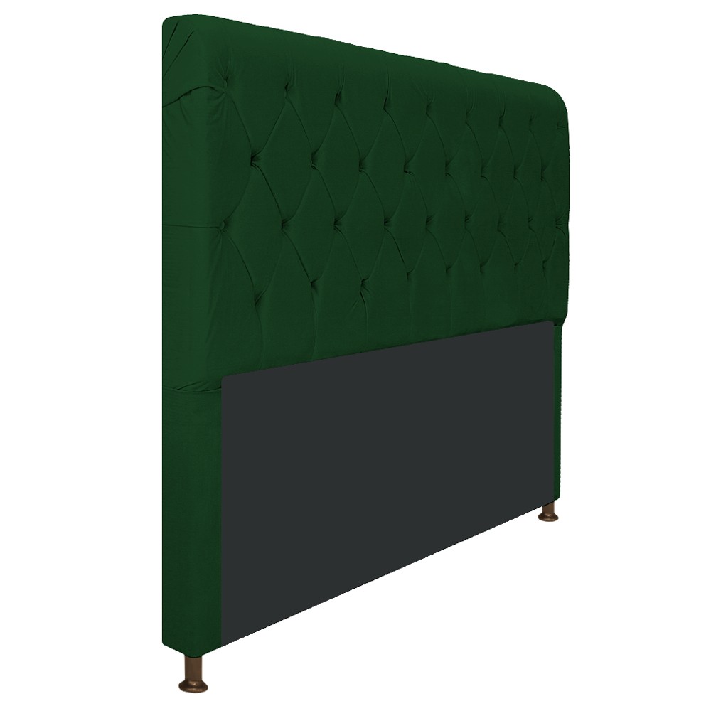 Cabeceira Estofada Cristal 140 cm Casal Com Capitonê Suede Verde - Amarena Móveis