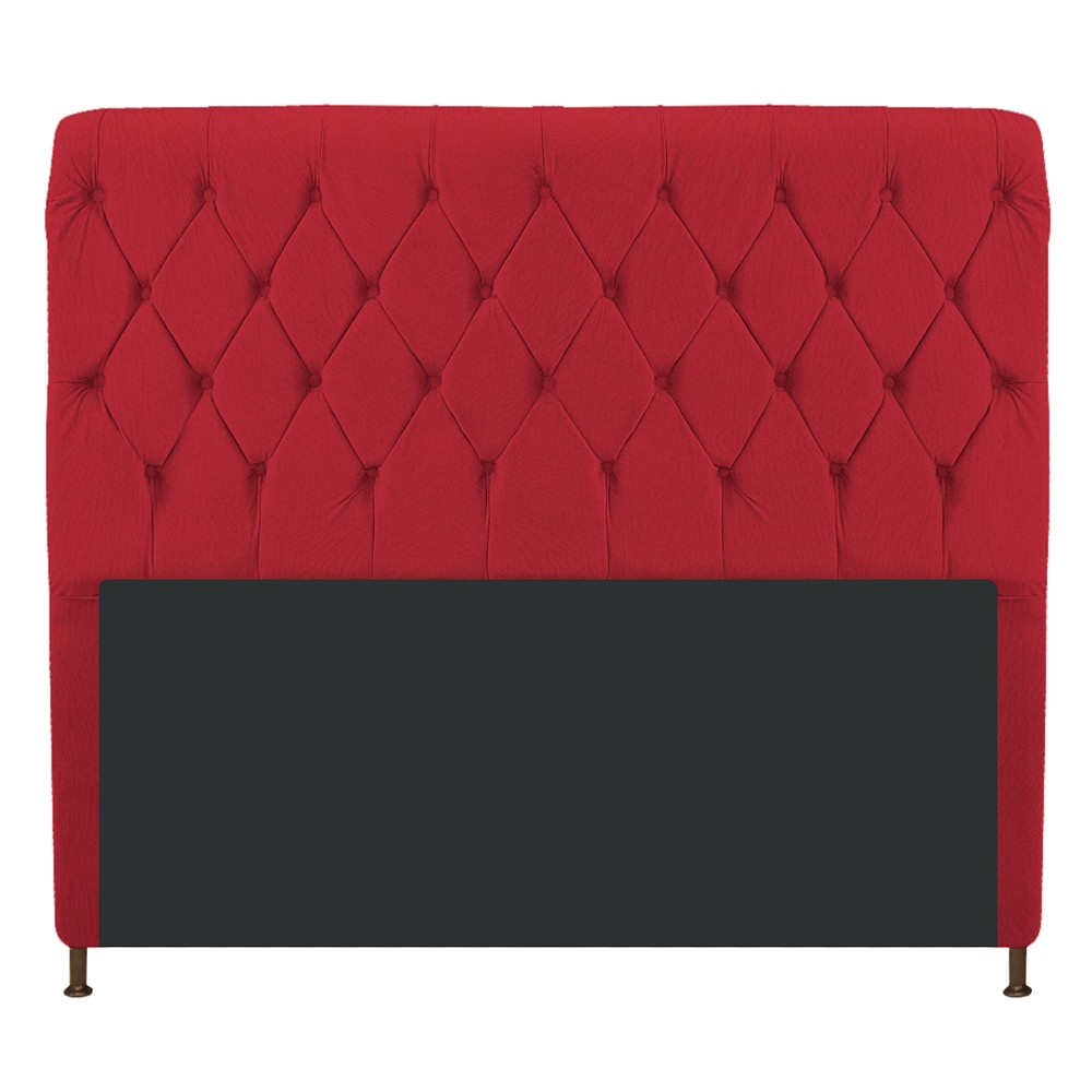 Cabeceira Estofada Cristal 140 cm Casal Com Capitonê Suede Vermelho- Amarena Móveis