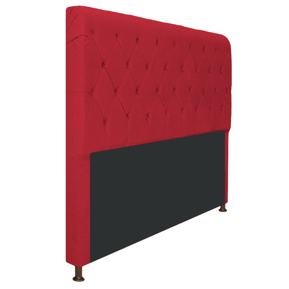 Cabeceira Estofada Cristal 140 cm Casal Com Capitonê Suede Vermelho- Amarena Móveis