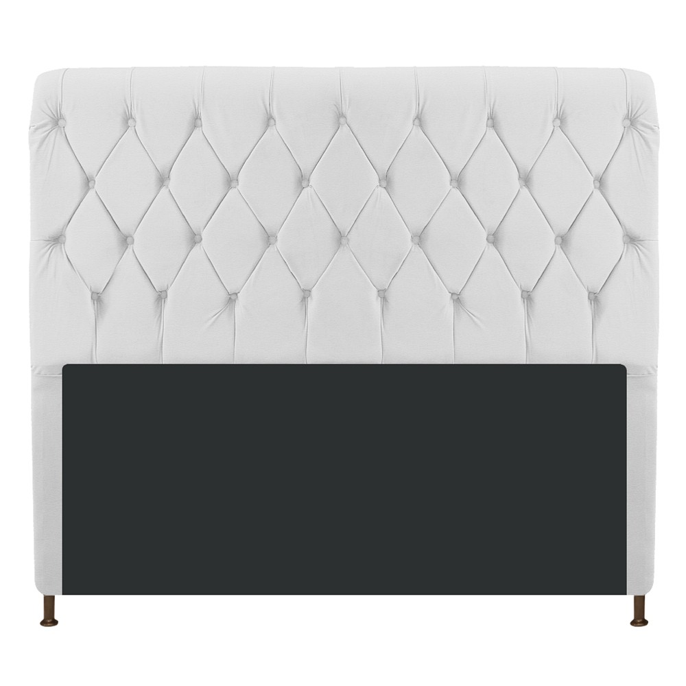 Cabeceira Estofada Cristal 160 cm Queen Size Com Capitonê Corano Branco - Amarena Móveis