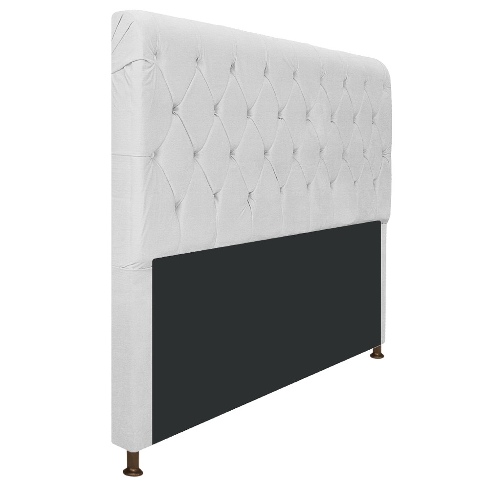 Cabeceira Estofada Cristal 160 cm Queen Size Com Capitonê Corano Branco - Amarena Móveis