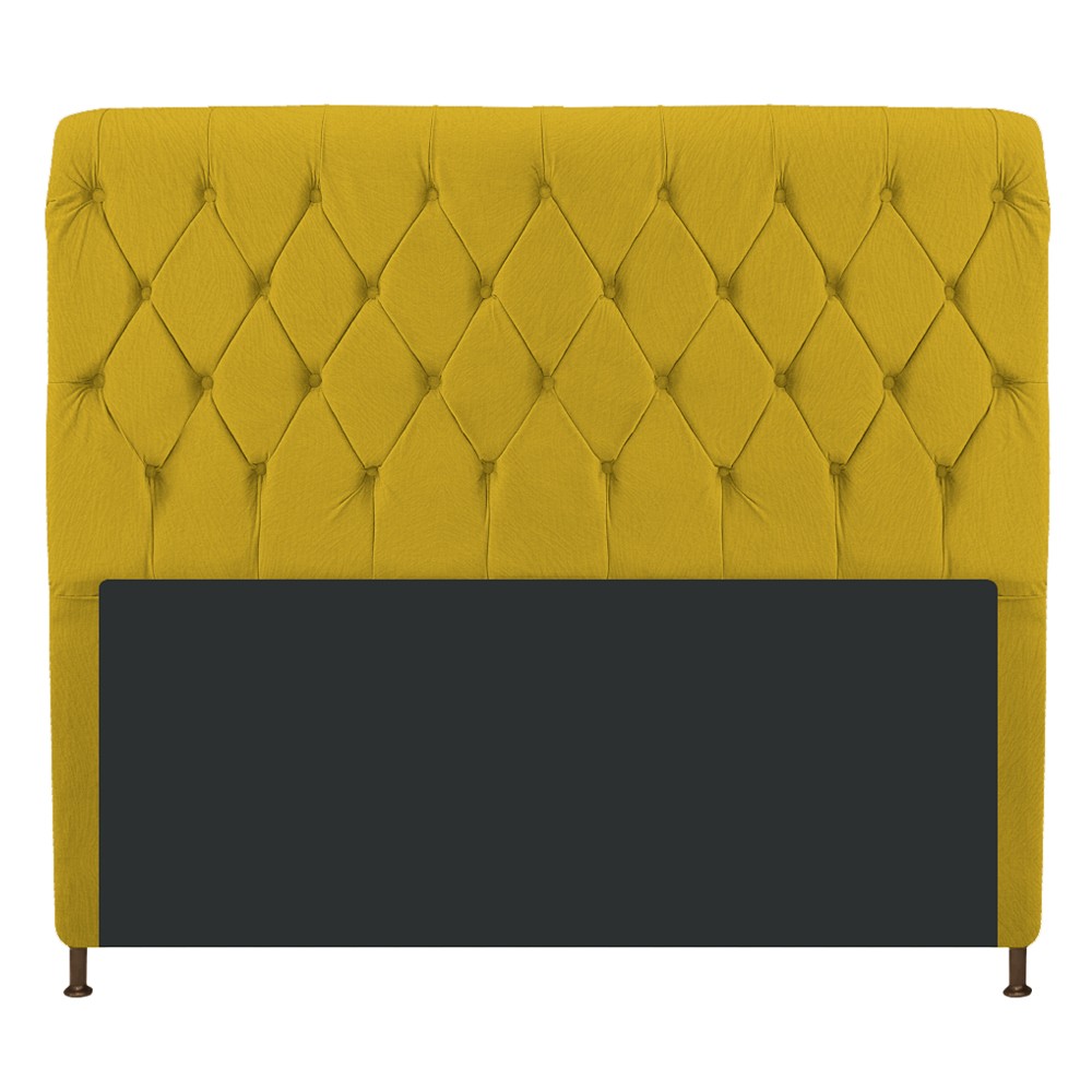 Cabeceira Estofada Cristal 160 cm Queen Size Com Capitonê Suede Amarelo - Amarena Móveis