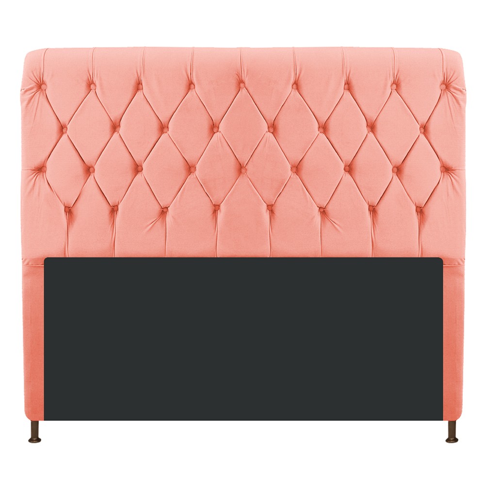Cabeceira Estofada Cristal 160 cm Queen Size Com Capitonê Suede Coral - Amarena Móveis