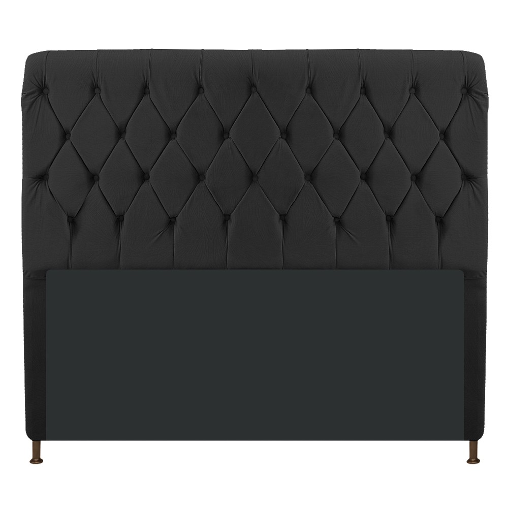 Cabeceira Estofada Cristal 160 cm Queen Size Com Capitonê Suede Preto - Amarena Móveis