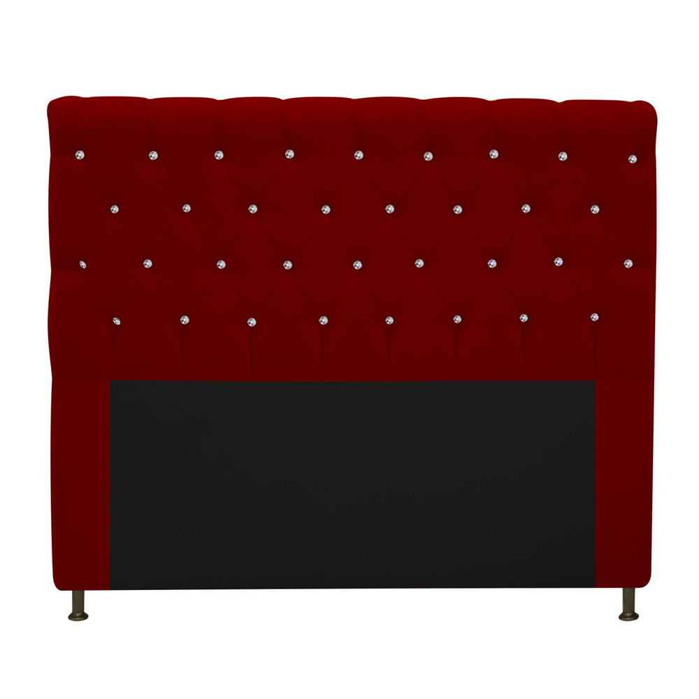 Cabeceira Estofada Cristal 160 cm Queen Size Com Strass Suede Bordô - Amarena Móveis